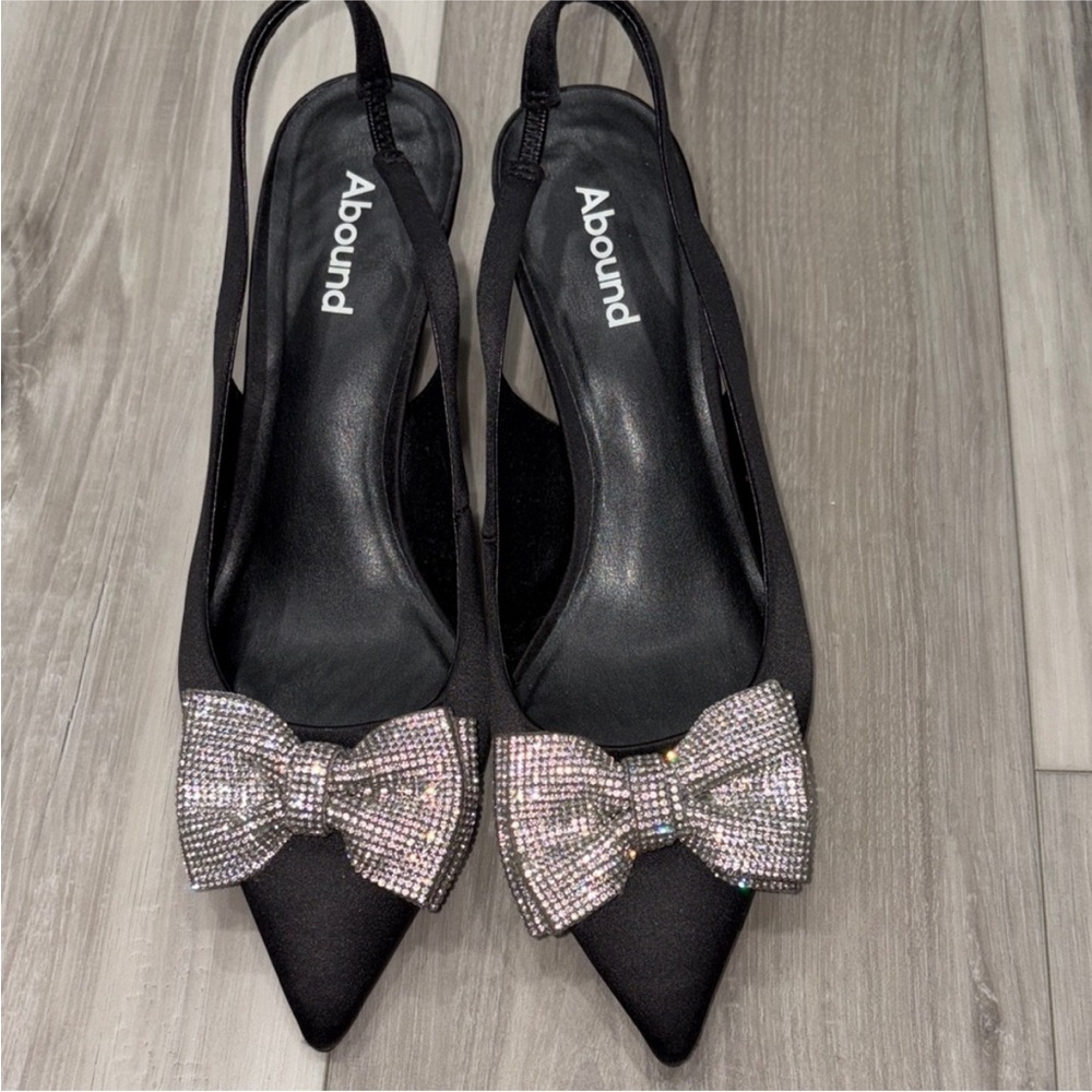 Abound Elegant Black Heels with Sparkling Bow
